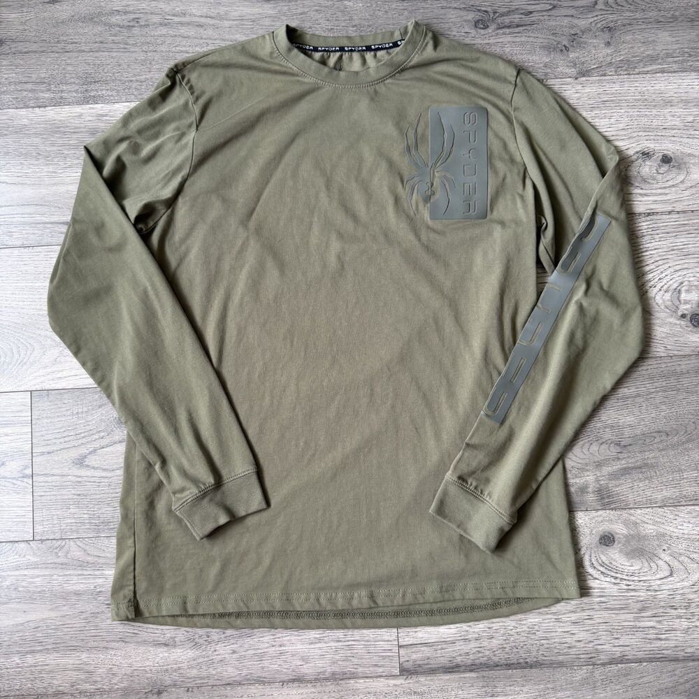 Spyder Men’s Olive Green Graphic Long Sleeve Activewear Shirt - Size XL